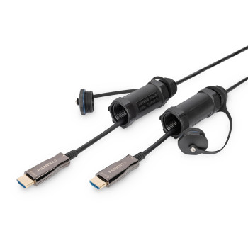 Kabel DIGITUS połączeniowy hybrydowy AOC IP68 wzmocniony HDMI 2.0 Premium High Speed 4K60Hz HDMI A/HDMI A M/M czarny 20m