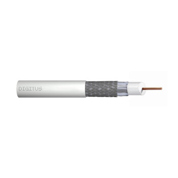 Kabel koncentryczny DIGITUS RG-6, 75 Ohm, ekran (folia + oplot 77%), Eca, PVC, 500m, biały, szpula