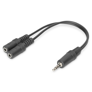 Kabel adapter headset DIGITUS MiniJack 3,5mm /2x 3,5mm MiniJack M/Ż (4pin) czarny 0,2m