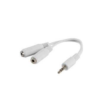 Kabel adapter Lanberg Minijack 3,5mm 3-pin (M) - 2x Minijack 3,5mm 3-pin (F) 0,1m biały