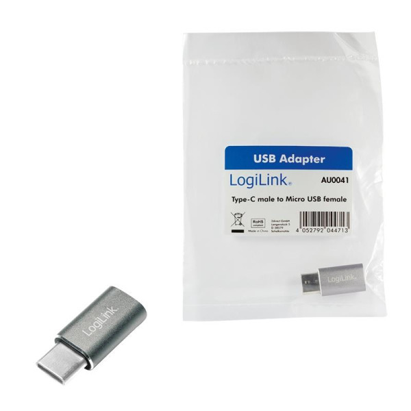Adapter LogiLink AU0041 USB-C na Micro USB srebrny Adapter LogiLink AU0041 USB-C na Micro USB srebrny