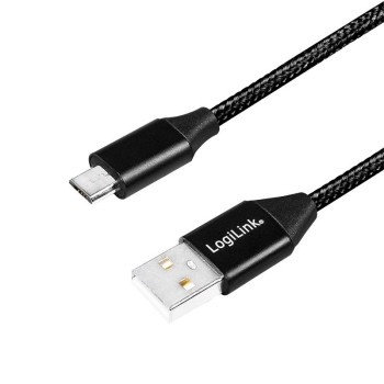 Kabel USB 2.0 LogiLink CU0143 USB A - micro USB B, M/M, czarny 0,3m