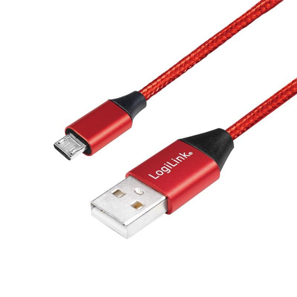 Kabel USB 2.0 LogiLink CU0151 USB A - micro USB B, M/M, czerwony 0,3m Kabel USB 2.0 LogiLink CU0151 USB A - micro USB B, M/M, czerwony 0,3m