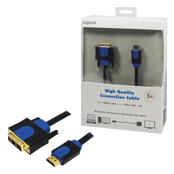 Kabel adapter LogiLink CHB3105 HDMI DVI, 5m