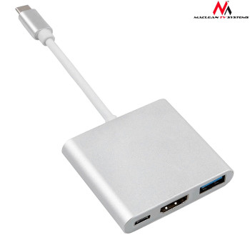 Kabel adapter Maclean MCTV-840 USB 3.1 Typ C (M) - HDMI 1.4 (F) + USB 3.0 (F) + USB Typ C (F)