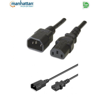 Kabel przedłużający kabla zasilania Manhattan C14 na C13 M/F 1m czarny