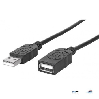 Kabel Manhattan przedłużacz USB 2.0 A-A M/F 0,5m, czarny
