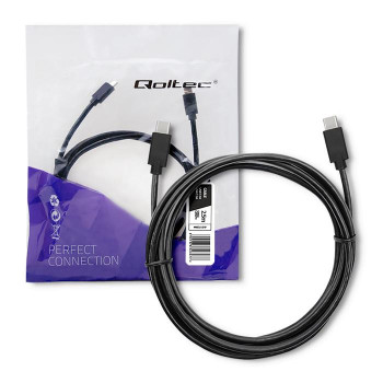 Kabel USB Qoltec 2.0 typ C męski USB 2.0 typ C męski 2.5m Czarny