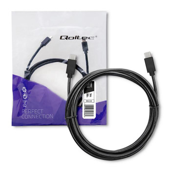 Kabel USB Qoltec 2.0 typ C męski USB 2.0 typ C męski 3m Czarny