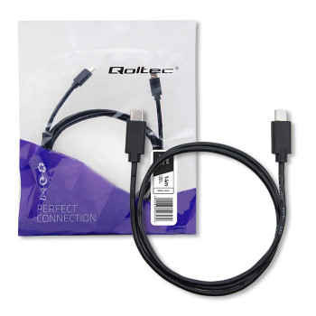 Kabel USB Qoltec 2.0 typ C męski USB 2.0 typ C męski 1.4m Czarny