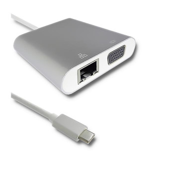 Kabel adapter Qoltec USB 3.1 typC M / VGA F + USB 3.0 A F + RJ45 F + PD