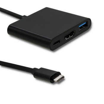 Kabel adapter Qoltec USB 3.1 typCM / HDMI AF+USB AF+USB C czarny