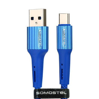 Kabel Somostel SMS-BW06 USB typ-C 3.6A Quick Charger QC 3.0 1m Powerline niebieski