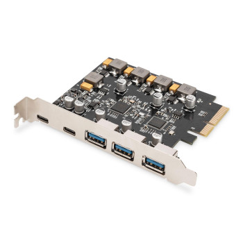 Kontroler USB 3.1 DIGITUS PCIe - 2x USB C / 3x USB A 3.1 Gen.2 10Gbps, Chipset ASM1142