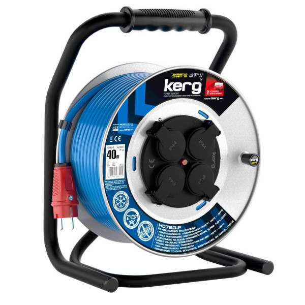 Przedłużacz bębnowy KERG W2161 40m 3×2,5mm2 H07BQ-F niebieski Przedłużacz bębnowy KERG W2161 40m 3×2,5mm2 H07BQ-F niebieski