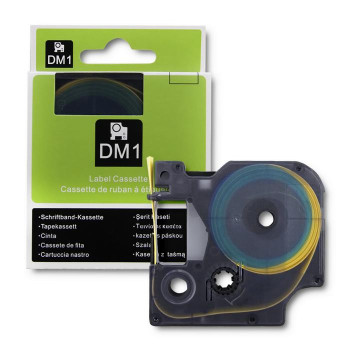 Rurka termokurczliwa Qoltec do drukarek DYMO D1 / DM1 12mm*1.5m Żółta Czarny nadruk