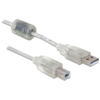 Kabel USB 2.0 AM-BM 3m + Ferryt Przezroczysty