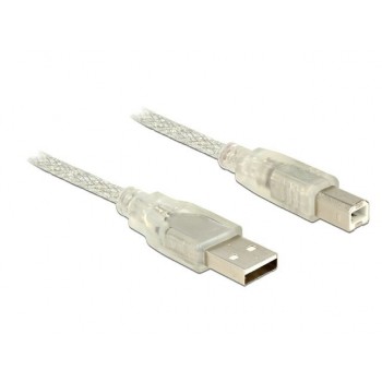 Kabel USB 2.0 AM-BM 5m + Ferryt Przezroczysty
