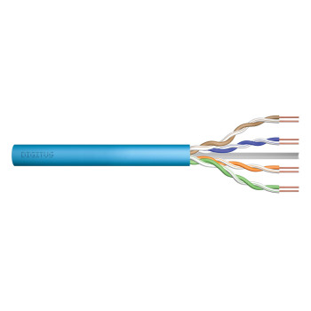 Kabel teleinformatyczny instalacyjny DIGITUS kat.6A, U/UTP, Dca, AWG 23/1, LSOH, 100m, niebieski, ofoliowany
