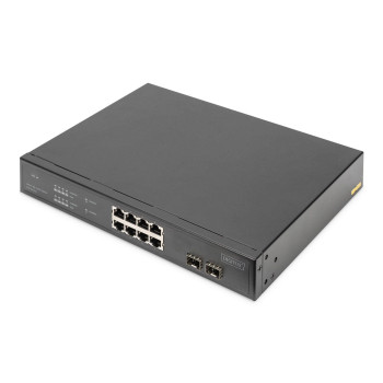 Switch niezarządzalny DIGITUS 8x Gigabit Ethernet, PoE+ af/at 140W 2x SFP uplink Rack