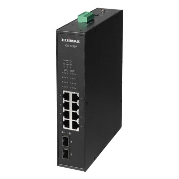 Switch niezarządzalny Edimax IGS-1210P 8x10/100/1000 PoE+ 2xSFP przemysłowy DIN Rail