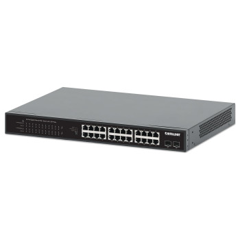 Switch niezarządzalny Intellinet 24x 10/100/1000 Mbps PoE+ 370W + 2x SFP Rack 19", manual VLAN
