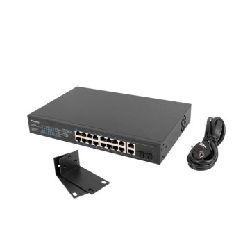 Switch niezarządzalny Lanberg 16x 100Mb PoE+/2x Combo Rack 19" Gigabit Ethernet 150W