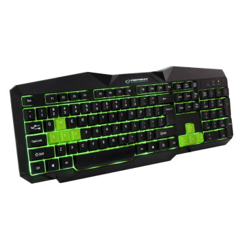 Klawiatura przewodowa Esperanza EGK201G "Titions" Gaming podświetlana USB czarno-zielona