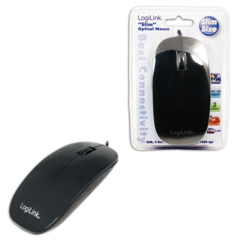 Mysz przewodowa LogiLink ID0063 optyczna USB płaska czarna