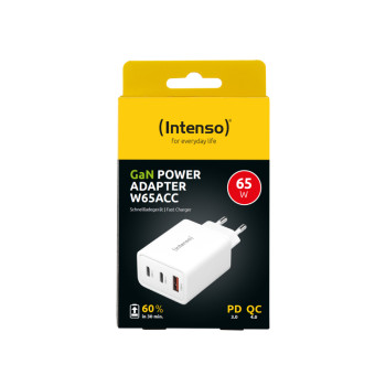 Intenso Power Adapter W65ACC GaN 2x USB-C 1x USB-A 65W White 7806512