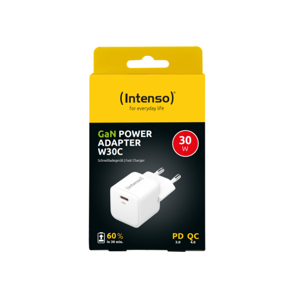 Intenso Power Adapter W30C GaN 1x USB-C 30W White 7803022 Intenso Power Adapter W30C GaN 1x USB-C 30W White 7803022