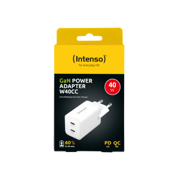 Intenso Power Adapter W40CC GaN 2x USB-C 40W White W7804012