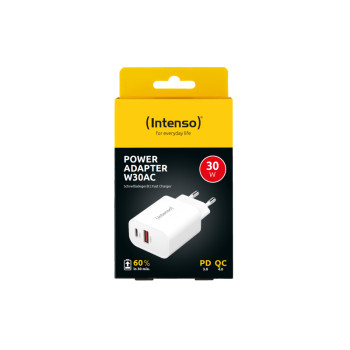 Intenso Power Adapter W30AC Weiß 1x USB-A 1x USB-C 30W 7803012