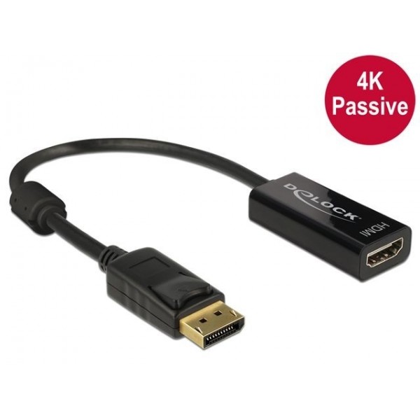 Adapter Displayport 1.2 (M) - HDMI(F) 4K Pasywny Czarny Adapter Displayport 1.2 (M) - HDMI(F) 4K Pasywny Czarny