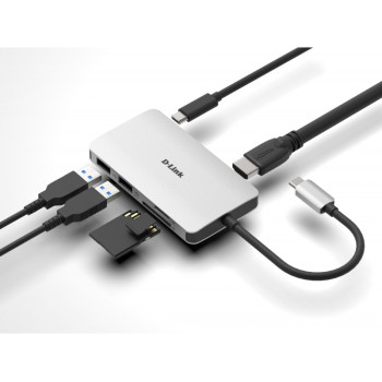 D-Link 6 In 1 USB-C Hub mit HDMI/Kartenleser/USB-C Ladeanschluss DUB-M610