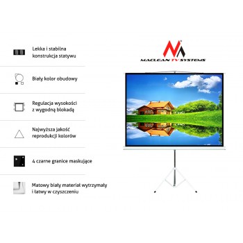 Ekran projekcyjny na stojaku Maclean MC-608 (rozwijane ręcznie, 240 x 180 cm, 4:3, 120")