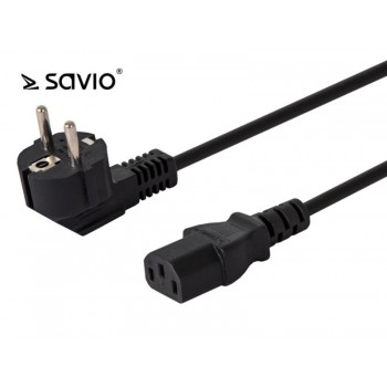 Kabel zasilający SAVIO CL-98 C13/ C/F Schuko kątowy 1,8m