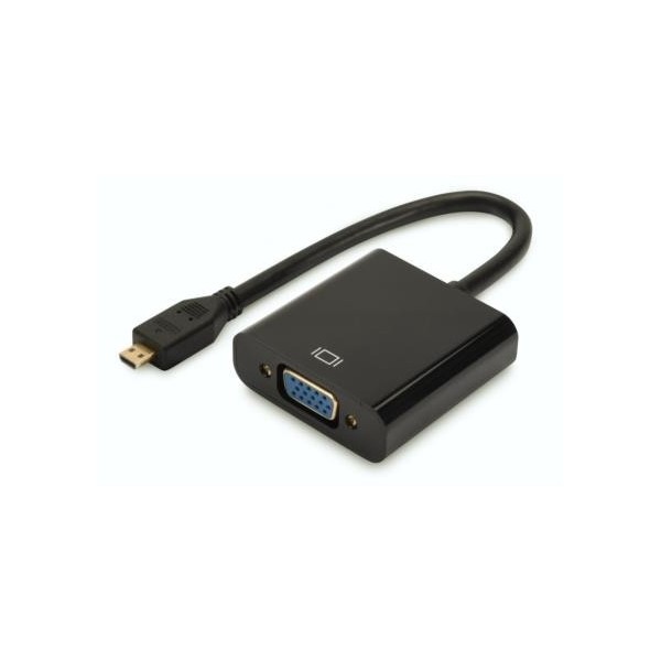 Konwerter/adapter audio-video microHDMI Typ D do VGA, 1080p FHD, z audio 3.5mm MiniJack Konwerter/adapter audio-video microHDMI Typ D do VGA, 1080p FHD, z audio 3.5mm MiniJack