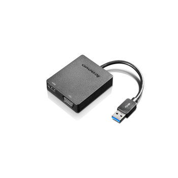 Lenovo Universal USB 3.0 to VGA HDMI zewnętrzna karta graficzna usb Czarny