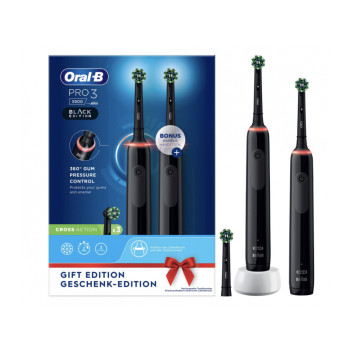 Oral-B Pro 3 3900 Elektrische Zahnbürste inkl. 2 Handstück Black 760215