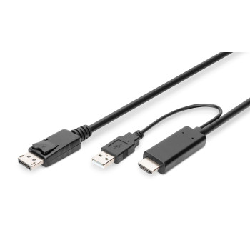 Kabel adapter DIGITUS HDMI 4K 30Hz zasilanie USB A na DisplayPort 2m