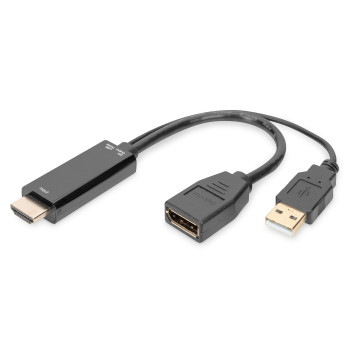 Kabel adapter DIGITUS HDMI 4K 30Hz na DisplayPort i USB A, 0,2m