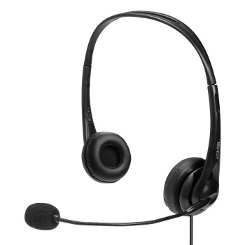 Lindy 20432 słuchawki zestaw słuchawkowy Przewodowa Kask Biuro centrum telefoniczne Czarny