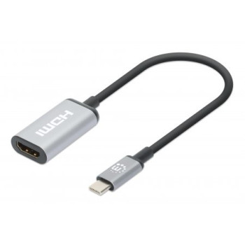 Manhattan 153706 adapter kablowy 0,15 m USB Type-C HDMI Czarny, Srebrny