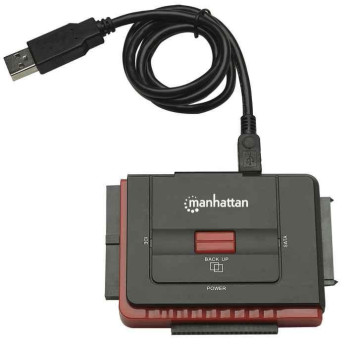 Manhattan Hi-Speed USB to SATA/IDE Apdt. USB-A to SATA/IDE Adapter Cable, 3-in-1 with One-Touch Backup, 1.5m, 480 Mbps (USB 2.0)
