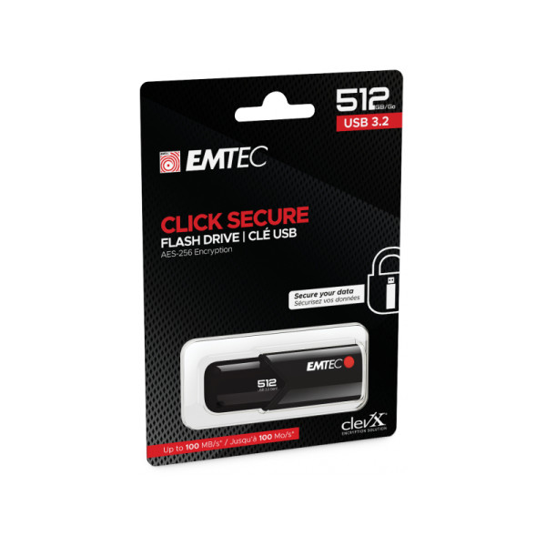USB FlashDrive 512GB EMTEC B120 Click Secure USB 3.2 (100MB/s) USB FlashDrive 512GB EMTEC B120 Click Secure USB 3.2 (100MB/s)