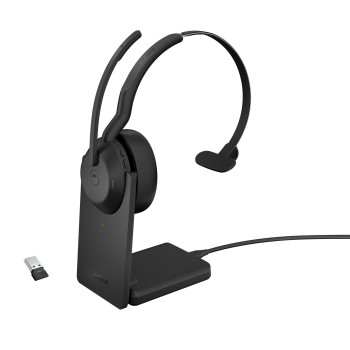 Jabra Evolve2 55 Zestaw słuchawkowy Przewodowy i Bezprzewodowy Opaska na głowę Biuro centrum telefoniczne Bluetooth Podstawka